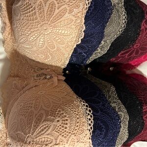 Elegant Lace Intimates Set - Beige, Navy, Gray, Black, Pink